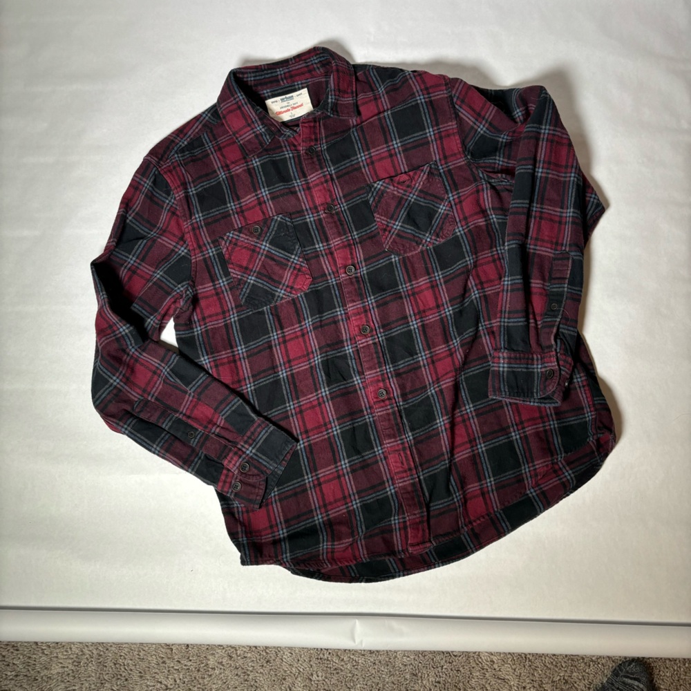 Men's Red and Black Flannel